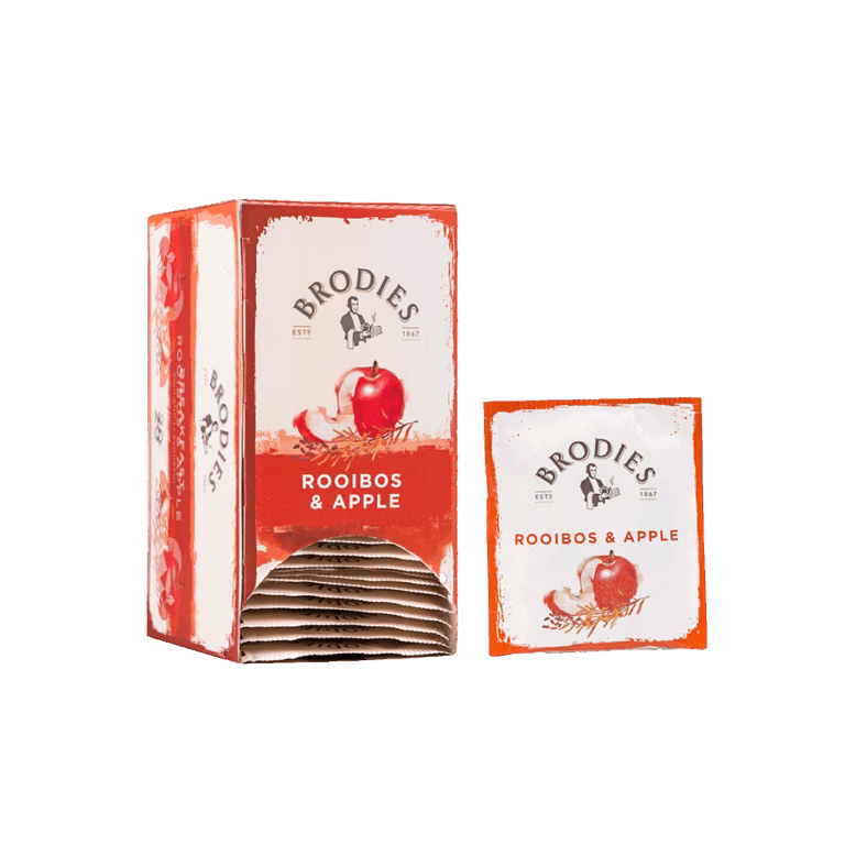 Produktbild: Brodies Tee Rooibos & Apfel, Teebeutel, Karton mit 20 Teebeuteln