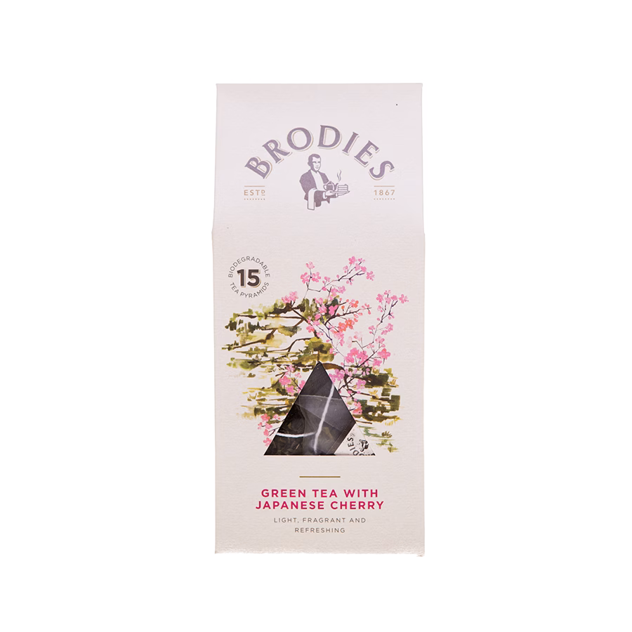 Produktbild: Brodies Tee Green Tea, Tee-Pyramide, Karton mit 15 Pyramiden