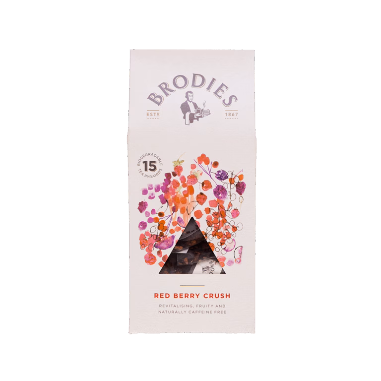 Produktbild: Brodies Tee Red Berry Crush, Tee-Pyramide, Karton mit 15 Pyramiden